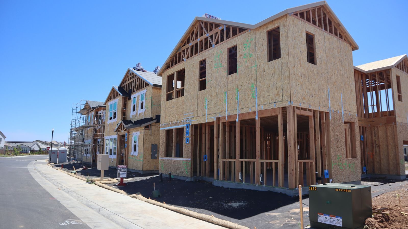Residential construction project under way with new timber framing